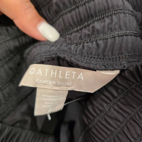 Athleta Camden Shorts Women 0 Black Elastic Waist Drawstring Training Athleisure - Picture 5 of 5